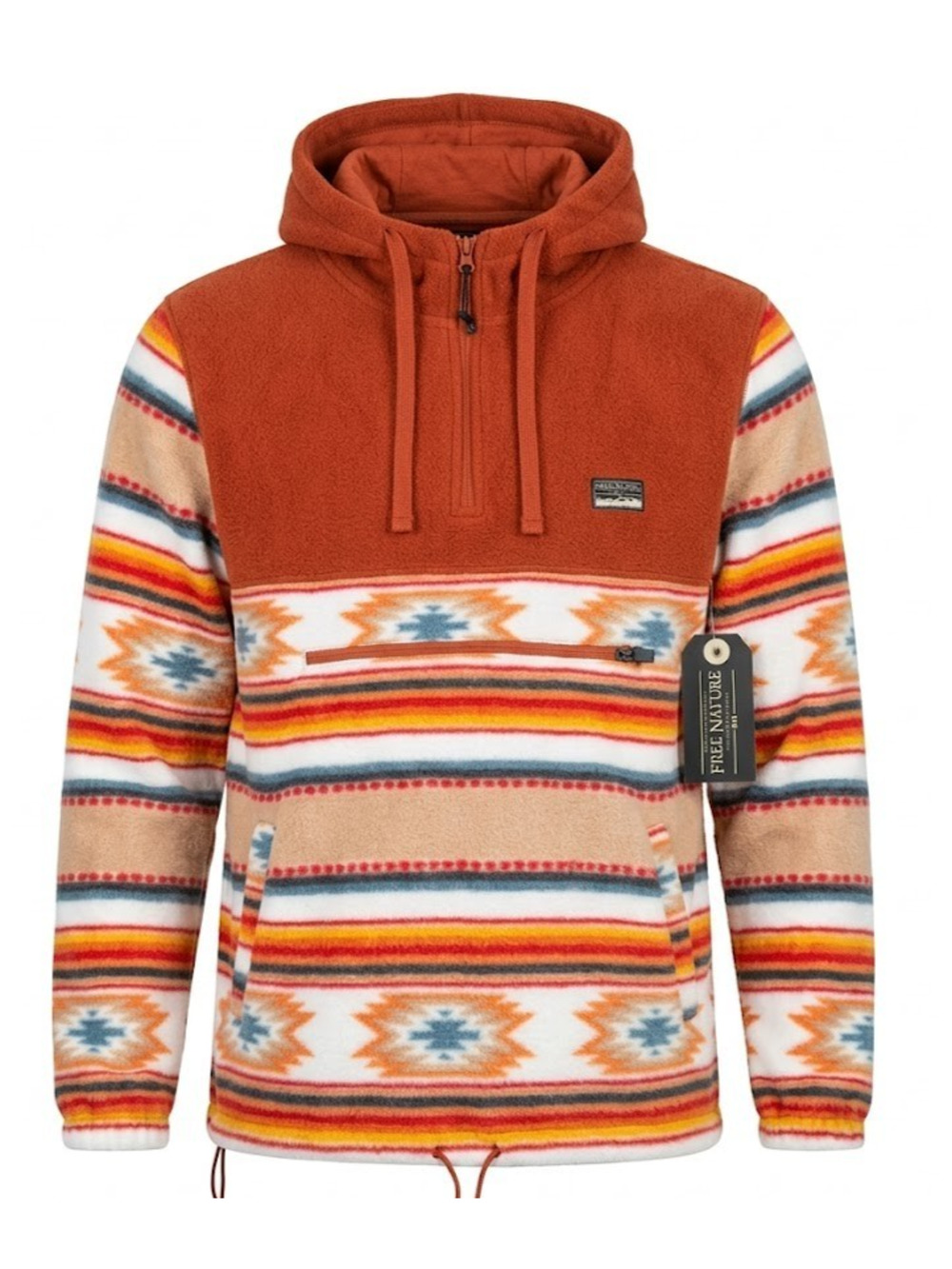 Free Nature Women’s Aztec Print Fleece Pullover Hoodie 1/4 Zip - Size S - NWT